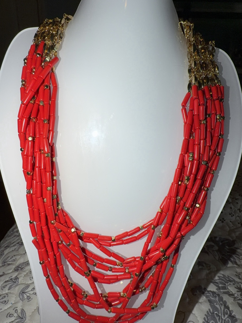 Stella & Dot Campari 20 inch Multi-Strand Beaded Necklace - Gold Accents - Picture 2 of 4